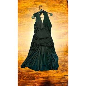 BCBG Black Silk Halter Top Dress